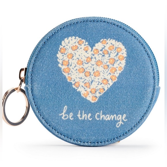 LC Lauren Conrad Handbags - NWT💫LC Lauren Conrad Be The Change Canvas Round Coin Case